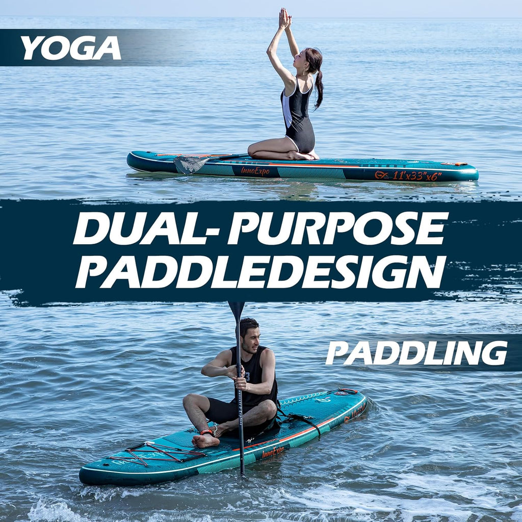 InnoExpo 11' Inflatable Stand Up Paddle Boards with Premium Accessories, Wide Stable SUP Paddle Board Design, Non-Slip Comfort Deck for Youth & Adults