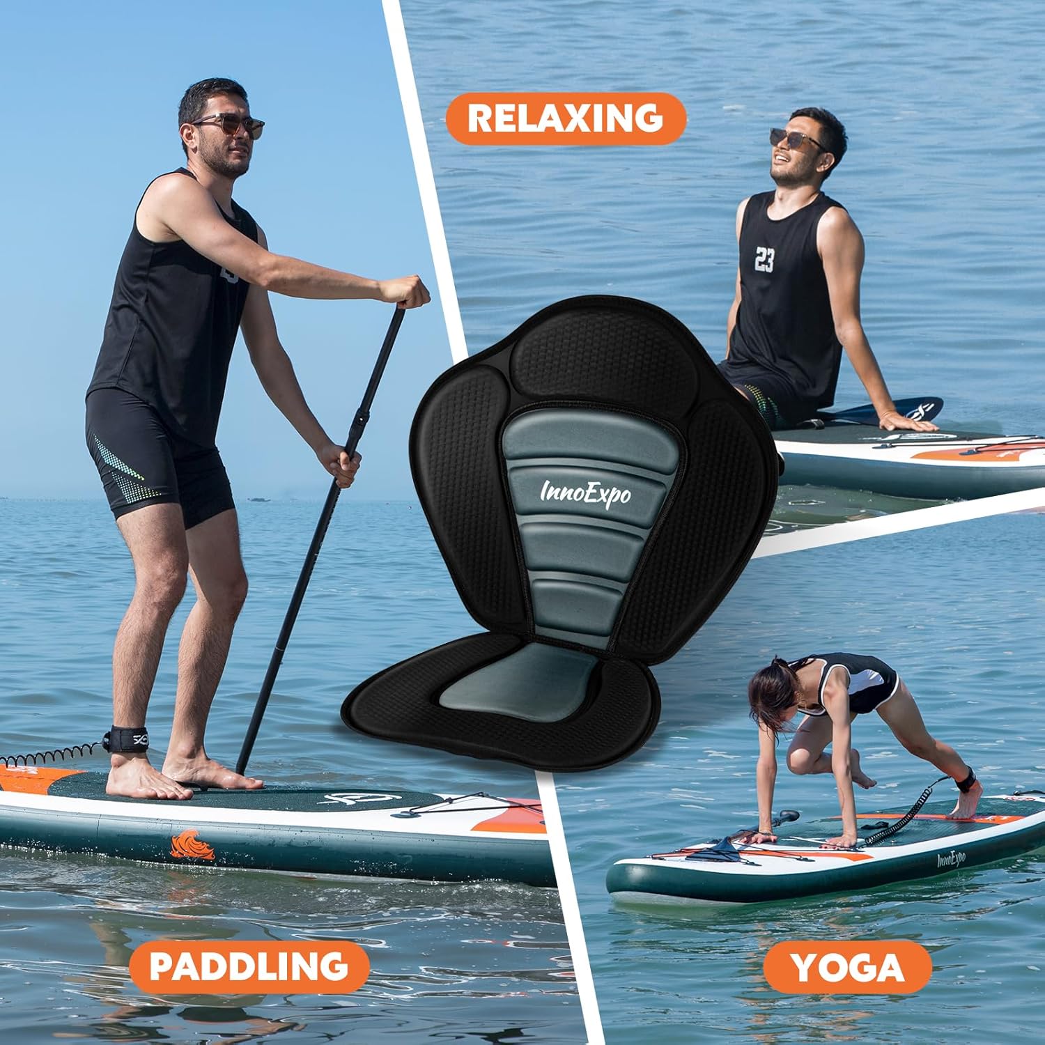 InnoExpo Inflatable Stand Up Paddle Boards with Premium Accessories, Wide Stable SUP Paddle Board Design, Non-Slip Comfort Deck for Youth & Adults