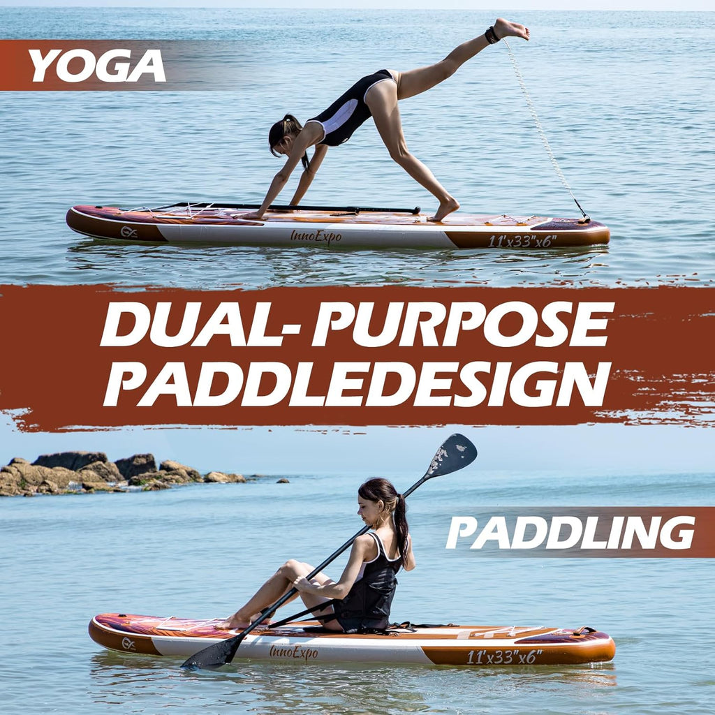InnoExpo 11' Inflatable Stand Up Paddle Boards with Premium Accessories, Wide Stable SUP Paddle Board Design, Non-Slip Comfort Deck for Youth & Adults
