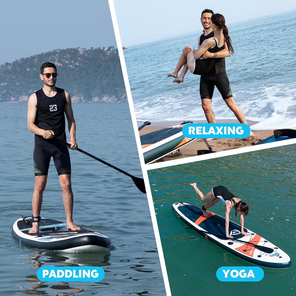 InnoExpo Inflatable Stand Up Paddle Boards with Premium Accessories, Wide Stable SUP Paddle Board Design, Non-Slip Comfort Deck for Youth & Adults